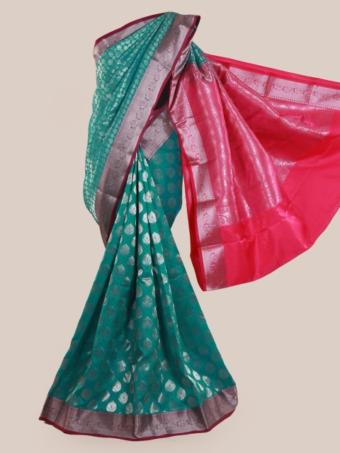 

Pothys Green & Silver-Toned Art Silk Woven Design Saree