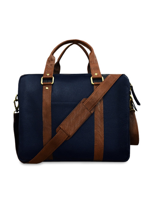

ABYS Unisex Blue & Brown Solid Laptop Bag