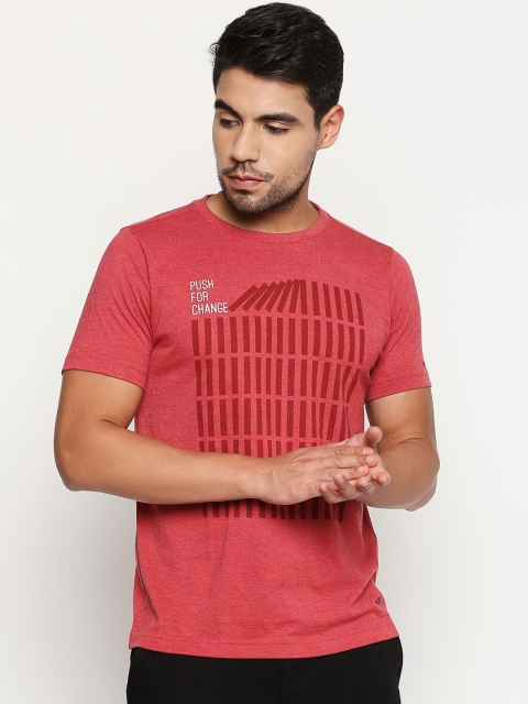 

Basics Men Red Printed Muscle Fit Round Neck T-shirt