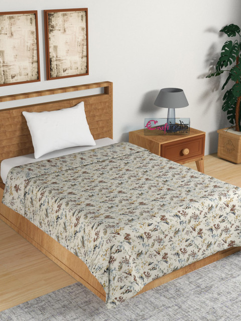 

eCraftIndia Brown & Blue Floral Mild Winter 120 GSM Single Bed Dohar