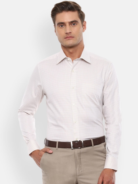 

Louis Philippe Men Cream-Coloured Checked Casual Shirt