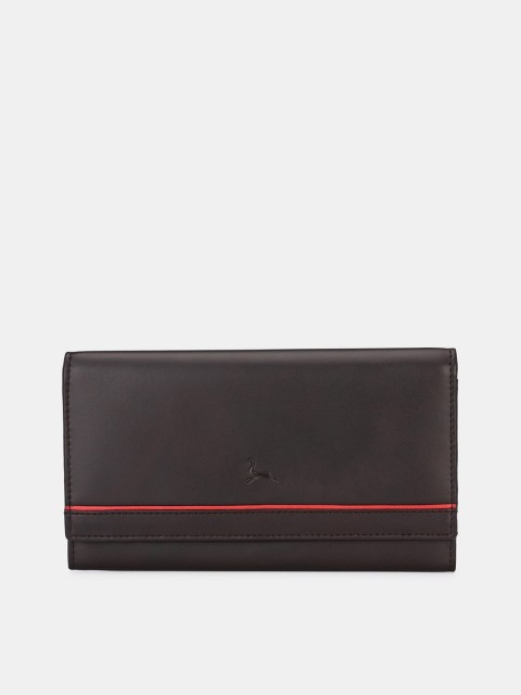 

Pacific Gold Women Brown & Red Solid Two Fold Wallet