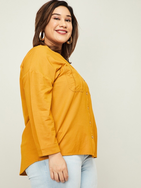 

nexus Women Mustard Regular Fit Solid Casual Shirt