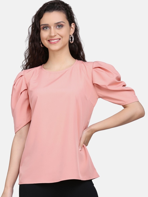 

Clothzy Pink Puff Sleeves Regular Top