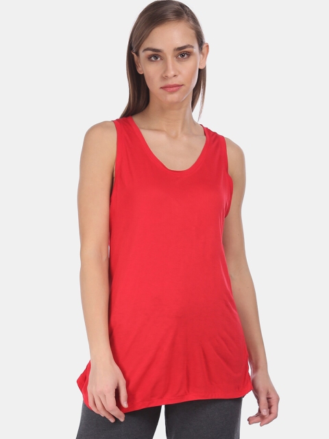 GAP Red Round Neck Solid Tank Top