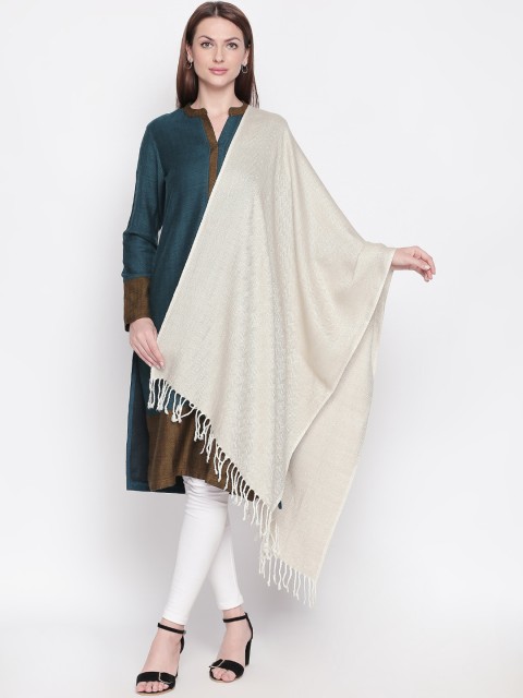 

RANGMANCH BY PANTALOONS Women Beige Solid Woven-Design Shawl