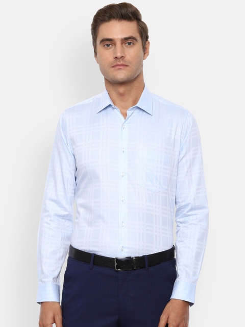 

Van Heusen Men Blue Regular Fit Checked Cotton Formal Shirt