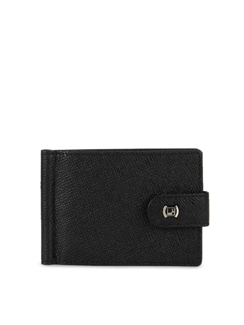 

Da Milano Men Black Textured Leather Card Holder