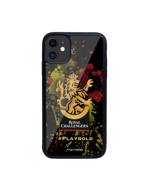 

macmerise Black & Yellow RCB Splash Logo Printed iPhone 11 Back Case