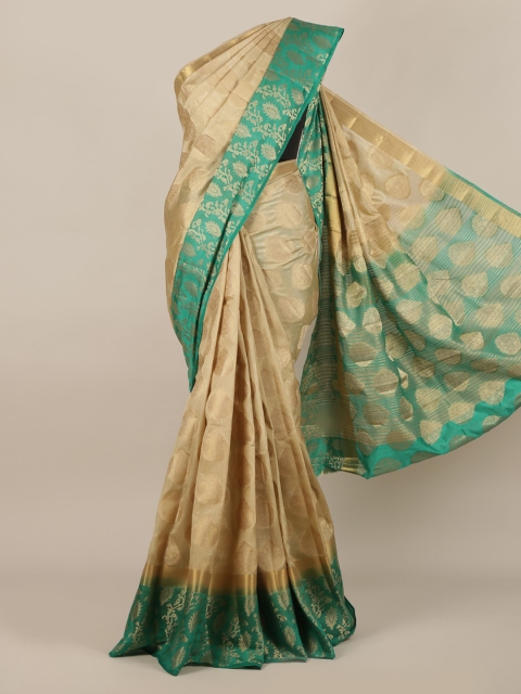 

Pothys Tan Woven Design Jute Silk Saree