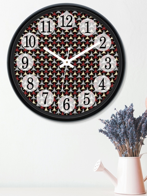 

RANDOM Black & Maroon Round Printed Analogue Wall Clock