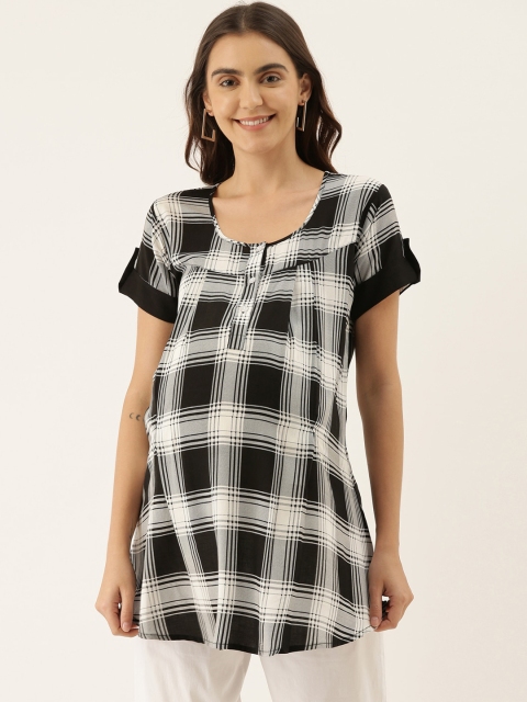 

GOLDSTROMS Women's Black & White Checked Maternity Tunic