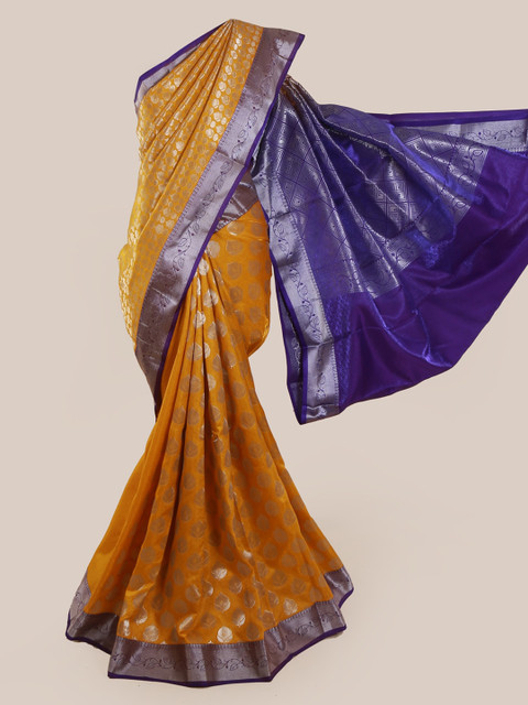 

Pothys Mustard & Purple Art Silk Woven Design Saree