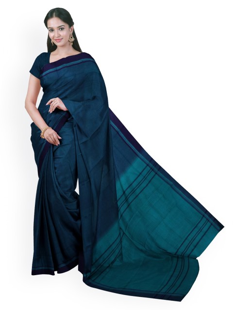 

APCO Blue Solid Pure Cotton Saree