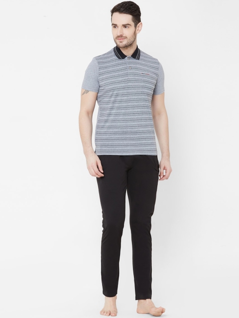 

Sweet Dreams Men Black & Grey Striped T-Shirt Pyjama and Shorts