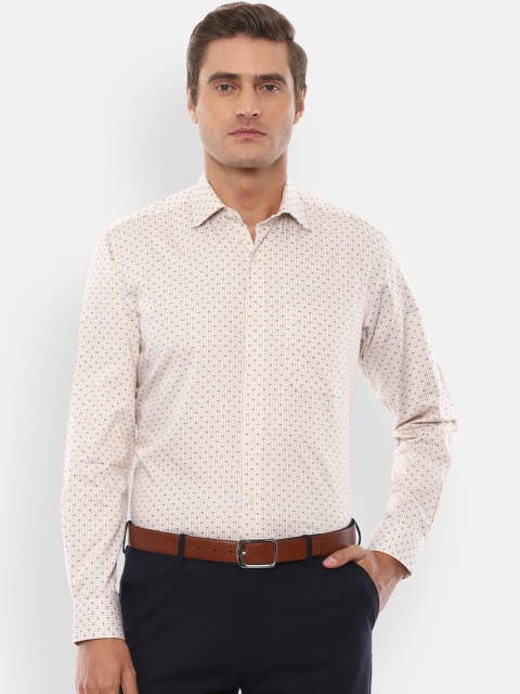 

Louis Philippe Men Beige & White Slim Fit Striped Cotton Formal Shirt