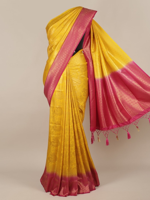 

Pothys Yellow & Pink Jute Silk Woven Design Saree