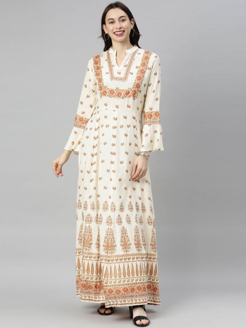 

Neerus Women Cream-Coloured Paisley Printed Anarkali Kurta