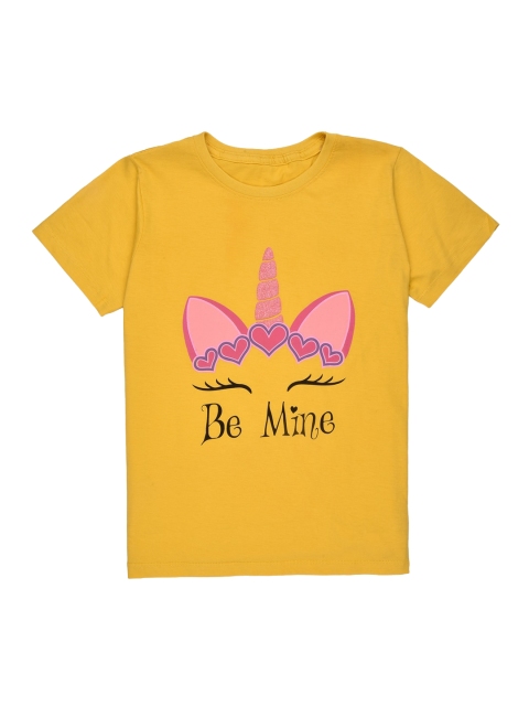 

ORANGE PUMPKKIN Yellow Printed Pure Cotton Regular Top