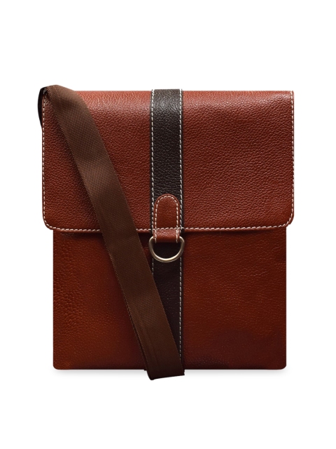 

ABYS Unisex Brown Textured Leather Messenger Bag