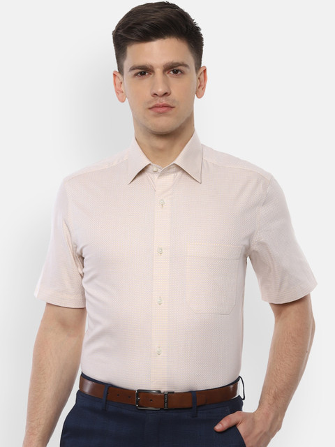 

Louis Philippe Men Beige Regular Fit Self Design Cotton Formal Shirt