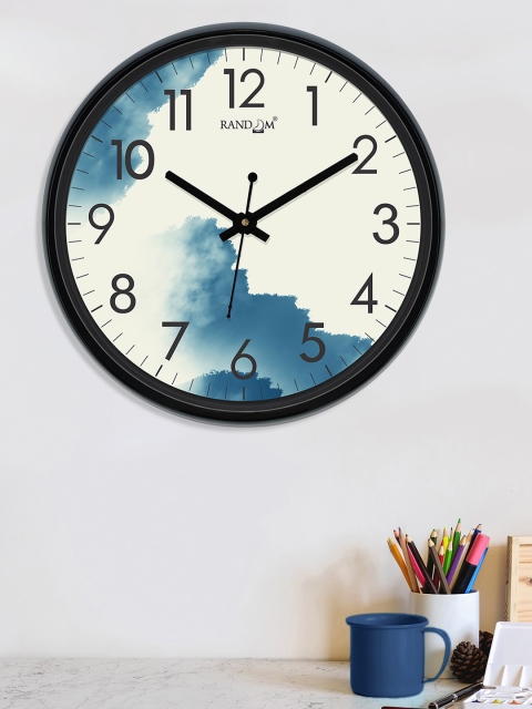 

RANDOM Off-White & Blue Round Printed Analogue Wall Clock