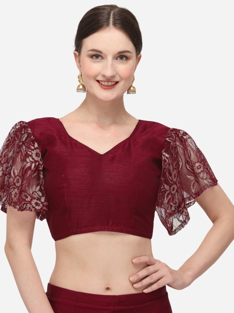 

Nanda Silk Mills Women Maroon Solid Saree Blouse