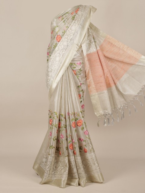 

Pothys Cream-Coloured Woven Design Pure Cotton Saree