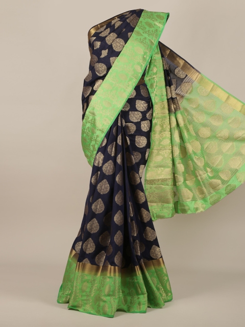 

Pothys Navy Blue Woven Design Jute Silk Saree