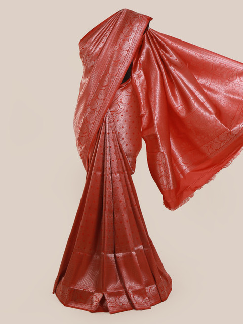 

Pothys Red Woven Design Linen Blend Saree