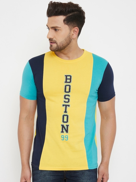 

HALTON HILLS Men Yellow & Blue Printed Round Neck T-shirt