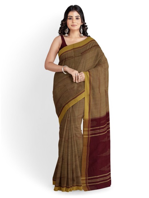 

APCO Brown Solid Pure Cotton Saree