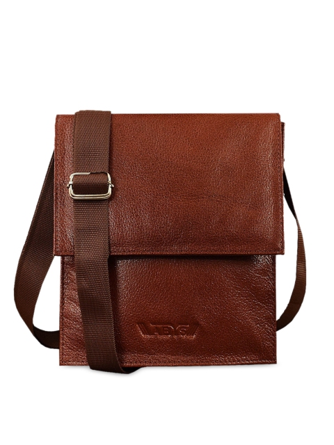 

ABYS Unisex Brown Textured Leather Messenger Bag