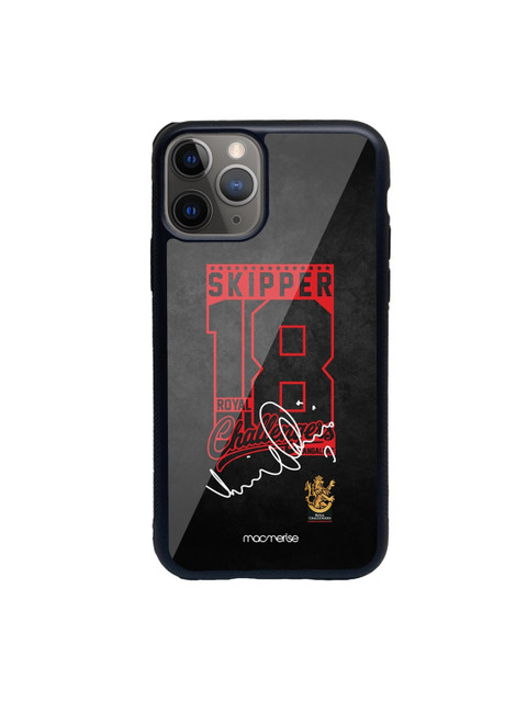 

macmerise Black & Red Autograph Virat Glass Printed iPhone 11 Pro Back Case