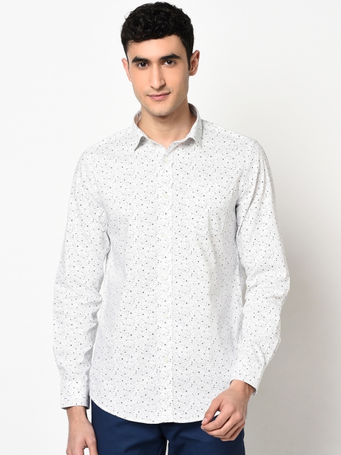 

Blackberrys Men White Slim Fit Printed Casual Shirt