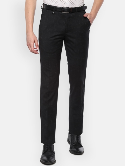 

V Dot Men Black Skinny Fit Self Design Formal Trousers