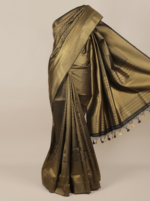 

Pothys Black & Olive Green Pure Silk Woven Design Banarasi Saree
