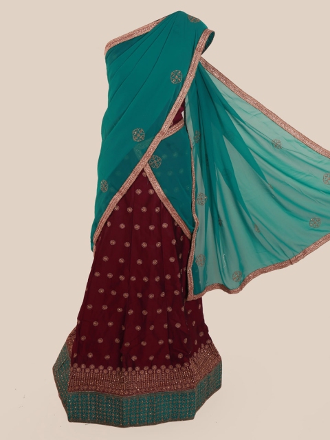 

Pothys Blue & Magenta Poly Chiffon Embellished Saree