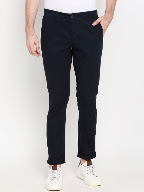 

Basics Men Navy Blue Tapered Fit Solid Regular Trousers