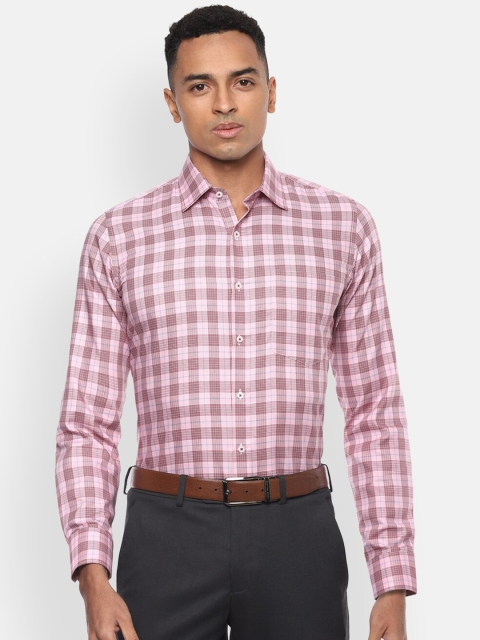 

Van Heusen Men Pink & Blue Regular Fit Checked Cotton Formal Shirt