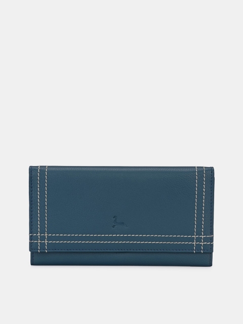 

Pacific Gold Women Blue Solid Two Fold Wallet