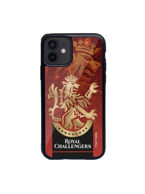 

macmerise Black & Maroon RCB Sparkles iPhone 12 Back Case
