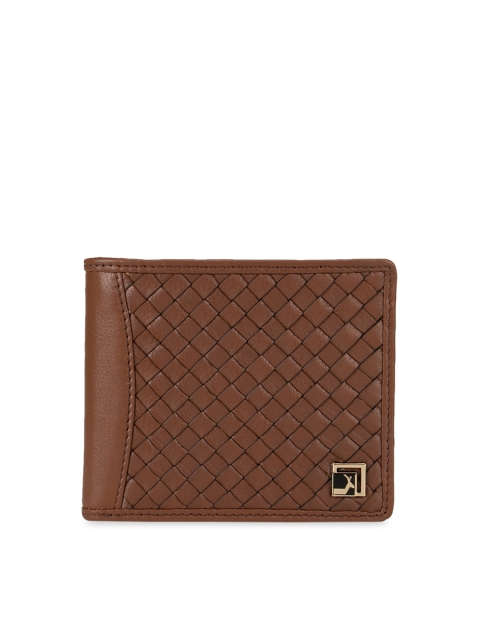 

Da Milano Men Brown Textured Leather Two Fold Wallet