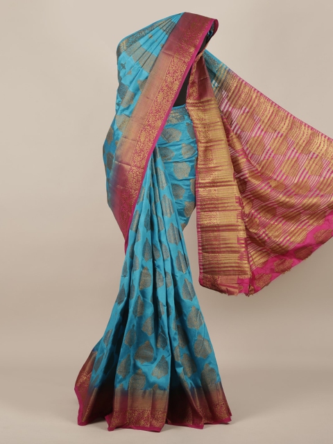 

Pothys Blue Woven Design Jute Silk Saree