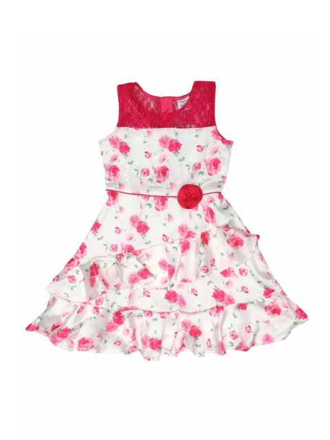 

Doodle Girls White Printed Fit and Flare Dress
