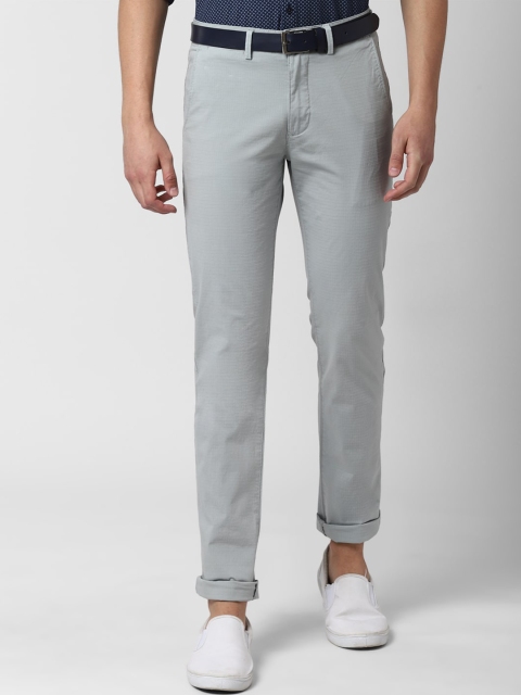 

Peter England Casuals Men Grey Slim Fit Self Checked Regular Trousers