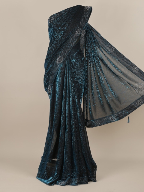 

Pothys Navy Blue Woven Design Net Saree
