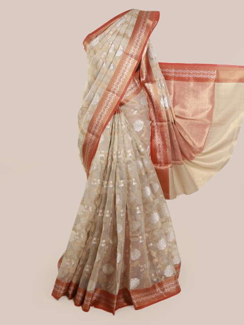 

Pothys Cream-Coloured Woven Design Supernet Saree