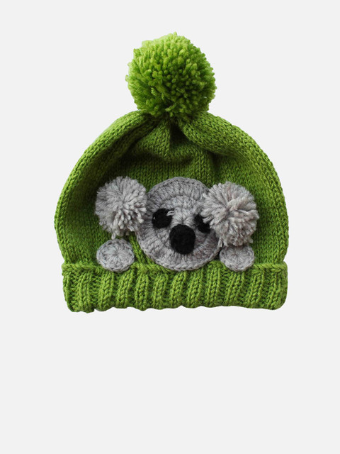 

Woonie Kids Green & Grey Self Design Handmade Beanie