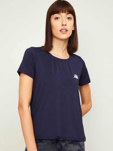 

Kappa Women Navy Blue Solid Round Neck T-shirt